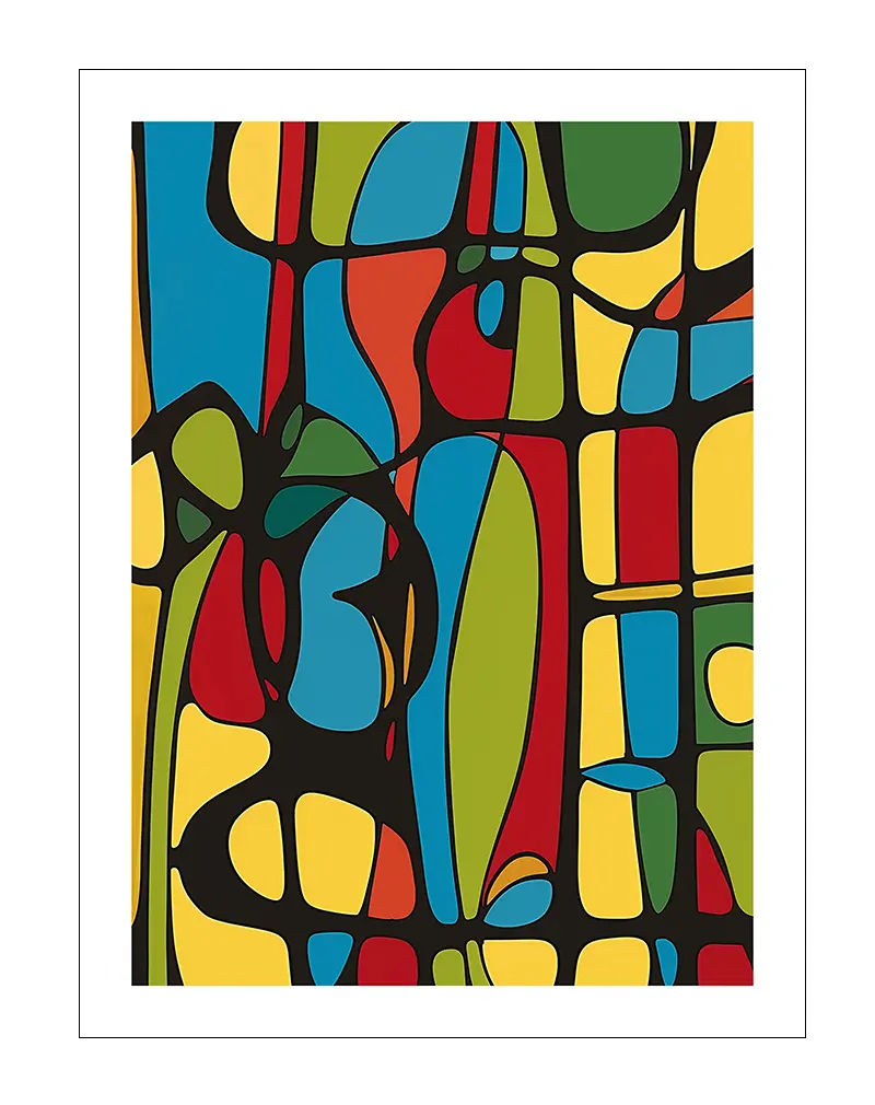 Abstract Stained Glass Poster Digital Wall Art