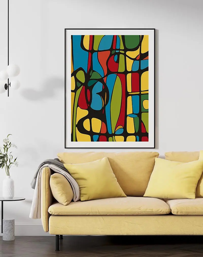 Abstract Stained Glass Poster Digital Wall Art