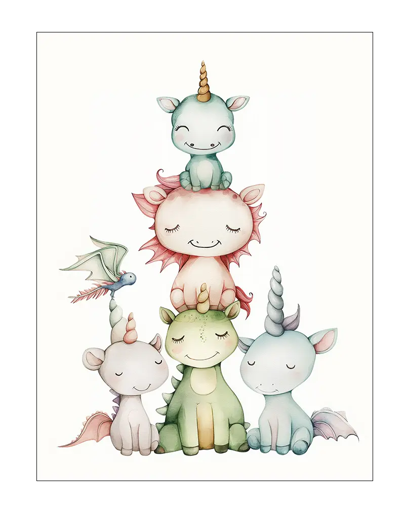 Adorable Unicorns Poster Digital Wall Art