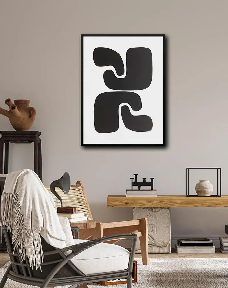 Abstract black shapes in a minimalist style, ideal for modern and contemporary wall decor