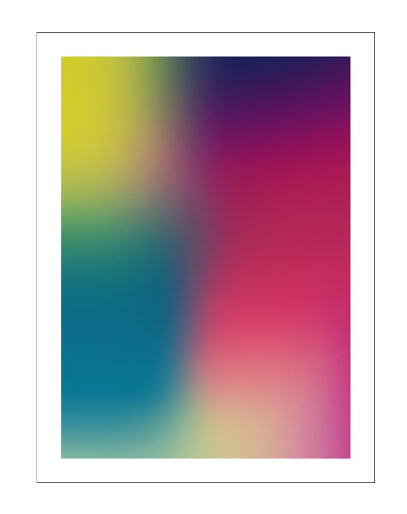 Abstract gradient wall art with smooth transitions between vibrant colors, including yellow, teal, pink, and purple. Perfect as a modern poster or illustration to bring a pop of color to any contemporary interior space