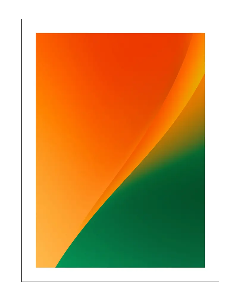 Abstract poster design featuring a smooth gradient blend of orange and green hues, creating a modern and vibrant wall art illustration. Ideal for adding a pop of color to any room decor