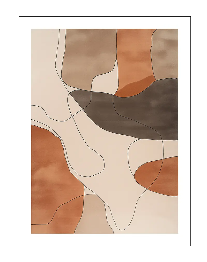 A neutral tones abstract illustration with flowing lines. Perfect wall art for modern and minimalist interiors