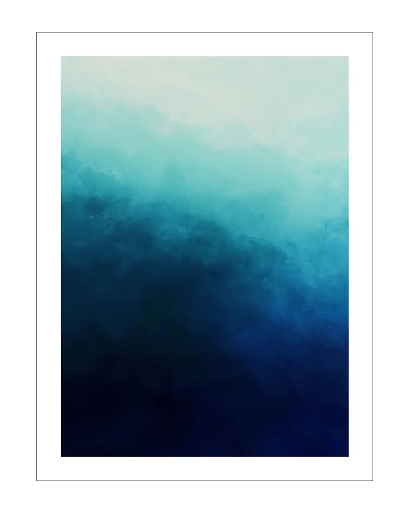 A calming blue gradient abstract wall art with soft, blending hues. Perfect wall art for creating a serene and modern atmosphere in any room