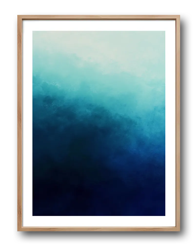 A calming blue gradient abstract wall art with soft, blending hues. Perfect wall art for creating a serene and modern atmosphere in any room