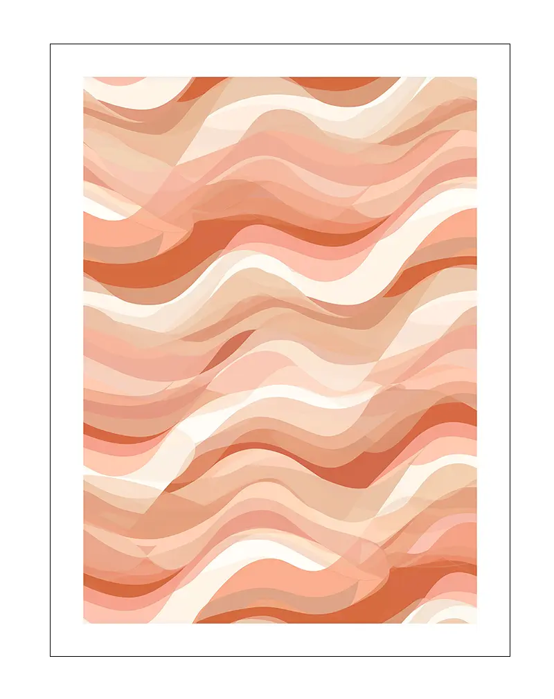 A beautiful wall art poster featuring abstract waves in soft peach and beige tones. Perfect wall art for adding a warm, serene atmosphere to any living space