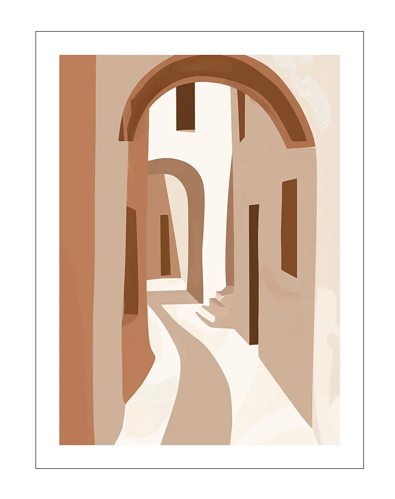 A minimalistic depiction of archways in warm, earthy tones. Perfect wall art for creating a calm and modern aesthetic in any room