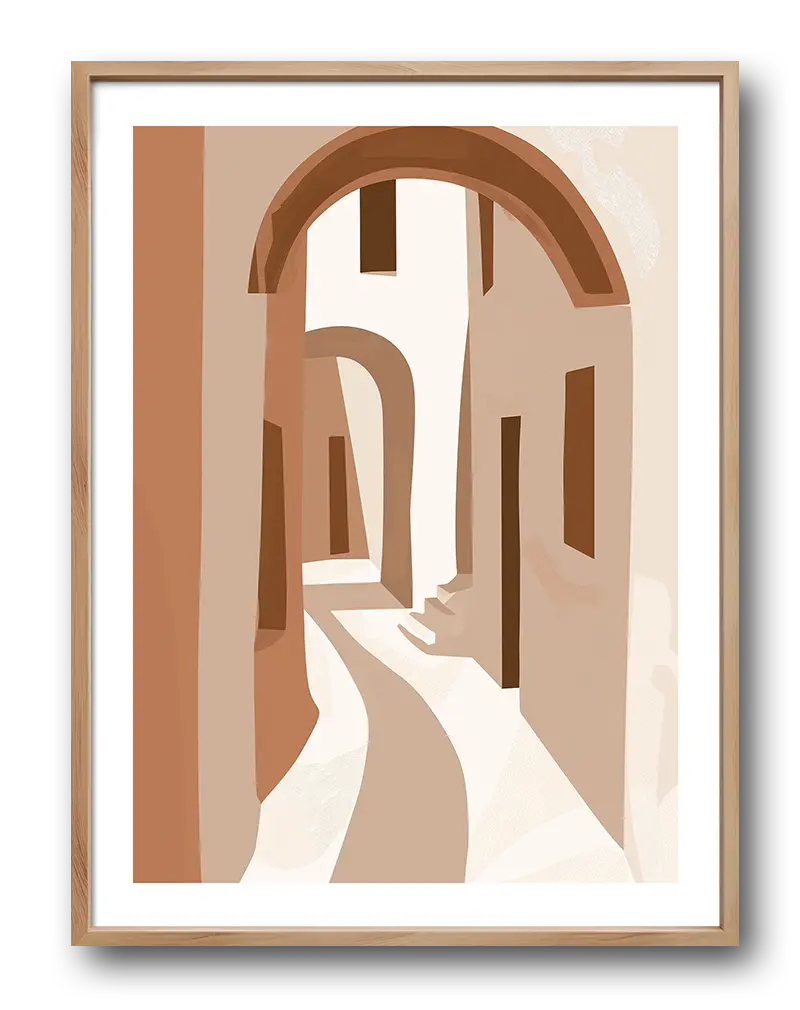 A minimalistic depiction of archways in warm, earthy tones. Perfect wall art for creating a calm and modern aesthetic in any room