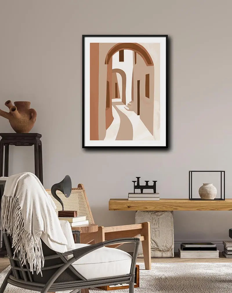 A minimalistic depiction of archways in warm, earthy tones. Perfect wall art for creating a calm and modern aesthetic in any room